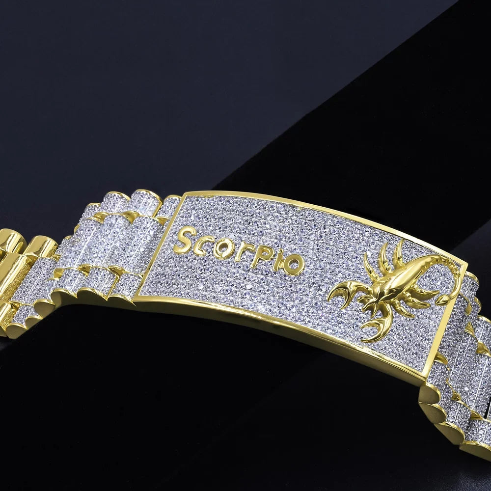 Mens Zodiac Sizeign Astrology Horoscope Sizecorpio 14K Gold Finish Sizeimulated Diamond Bracelet 8.5''