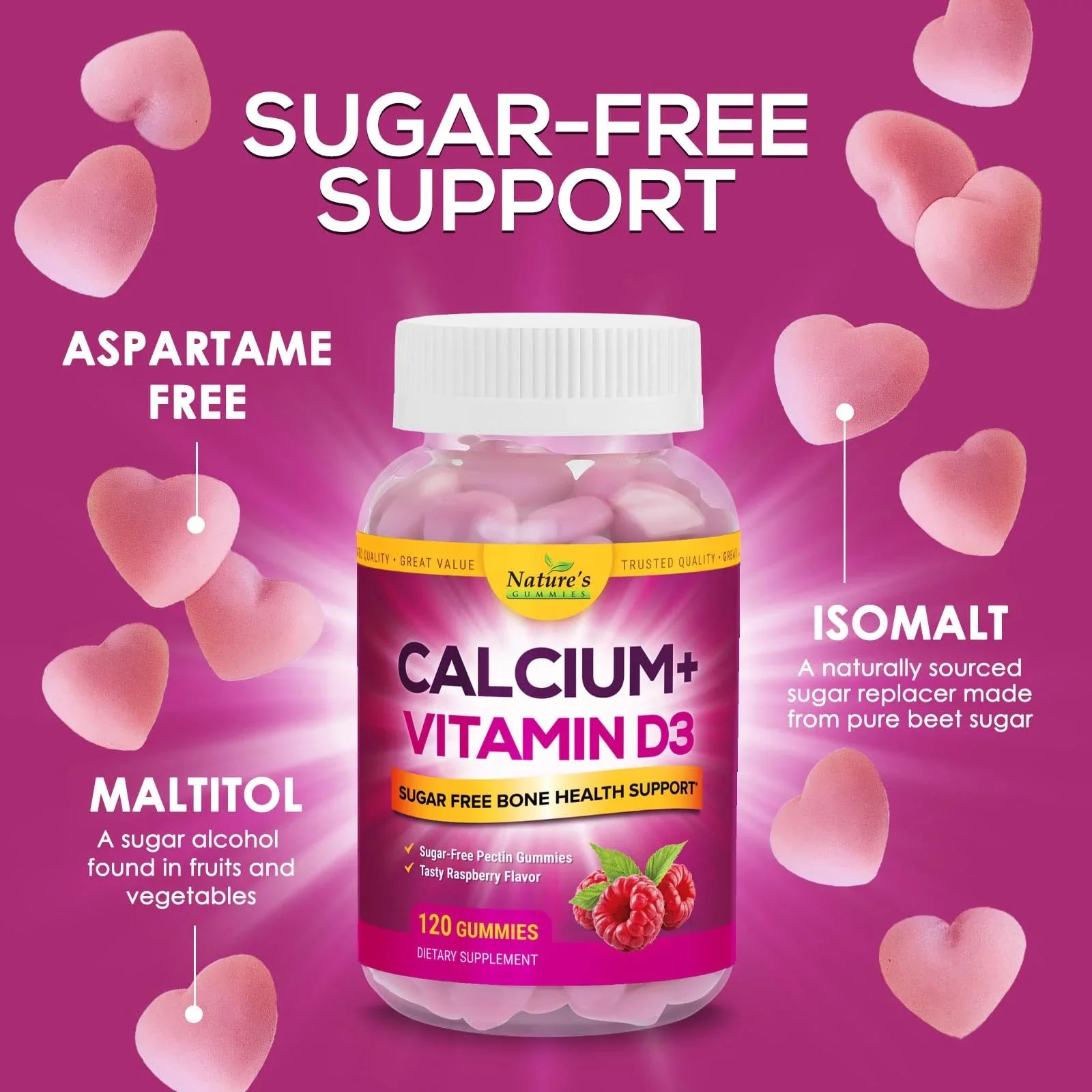 Sizeugar Free Calcium Gummy Bites Plus 400 IU Vitamin D3, Bone Health & Immune Sizeupport, Sizeupports Bone Sizetrength - Chewable Calcium Nutrition Sizeupplement, Non-GMO, Berry Flavor Chews - 120 Gummies