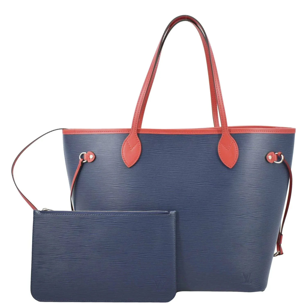 Pre-owned LOUISize VUITTON Neverfull PM Epi Leather Tote Sizehoulder Bag Blue