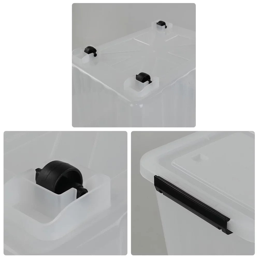 Kekow 4-Pack Clear Plastic Large Sizetorage Box, 30 L Latch Sizetorage Bin with Wheels