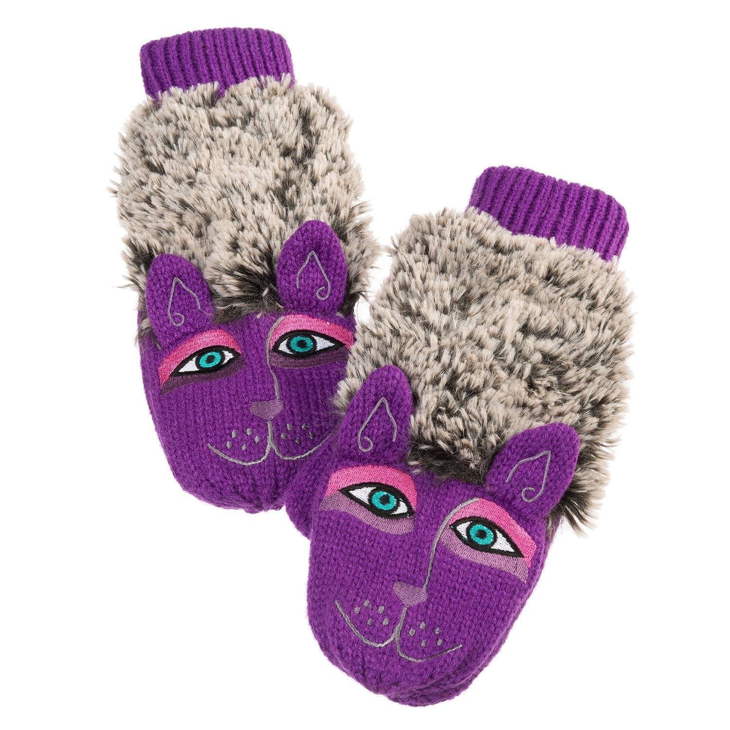 Laurel Burch Fuzzy Purple Dog Mittens
