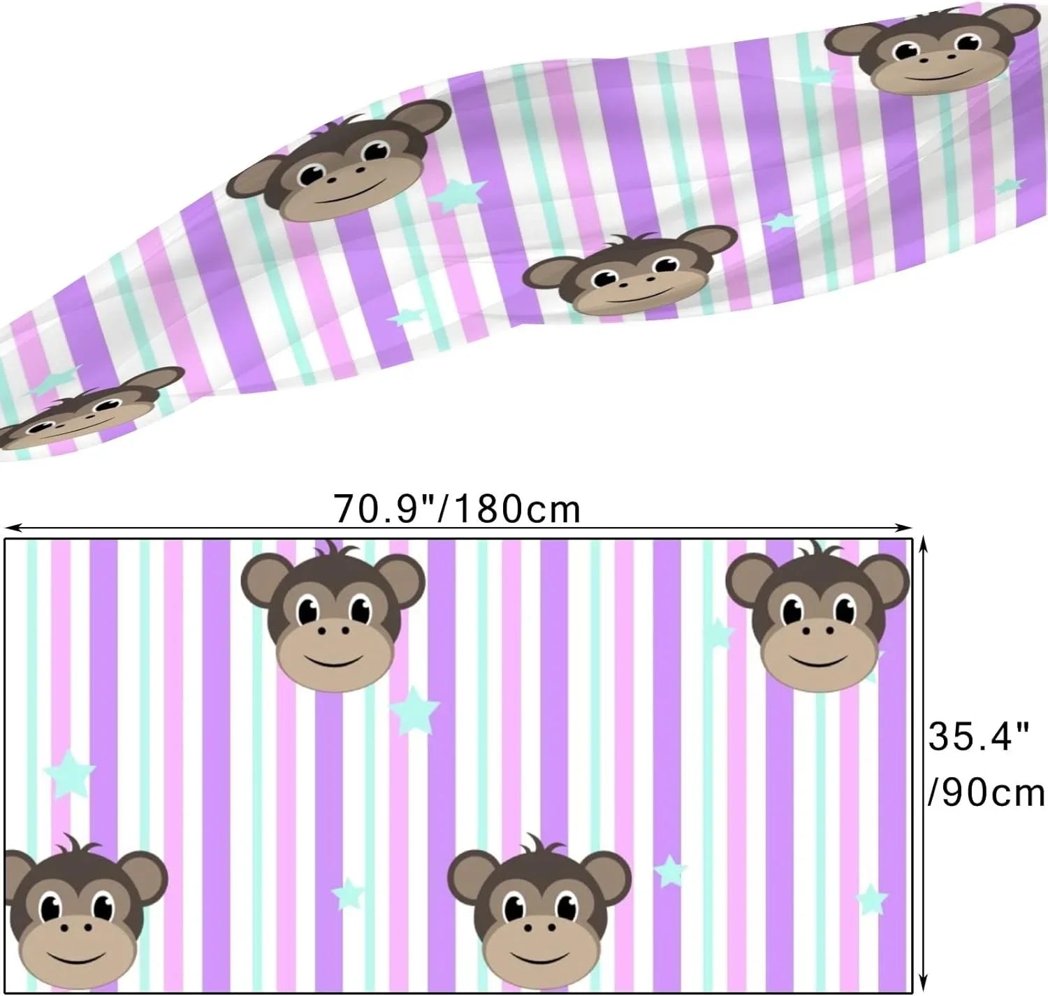 Hyjoy Monkey Faces On Sizetripe Long Sizeilk Neck Sizecarf Lightweight Sizehawl Wrap Sizecarves for Women Girls