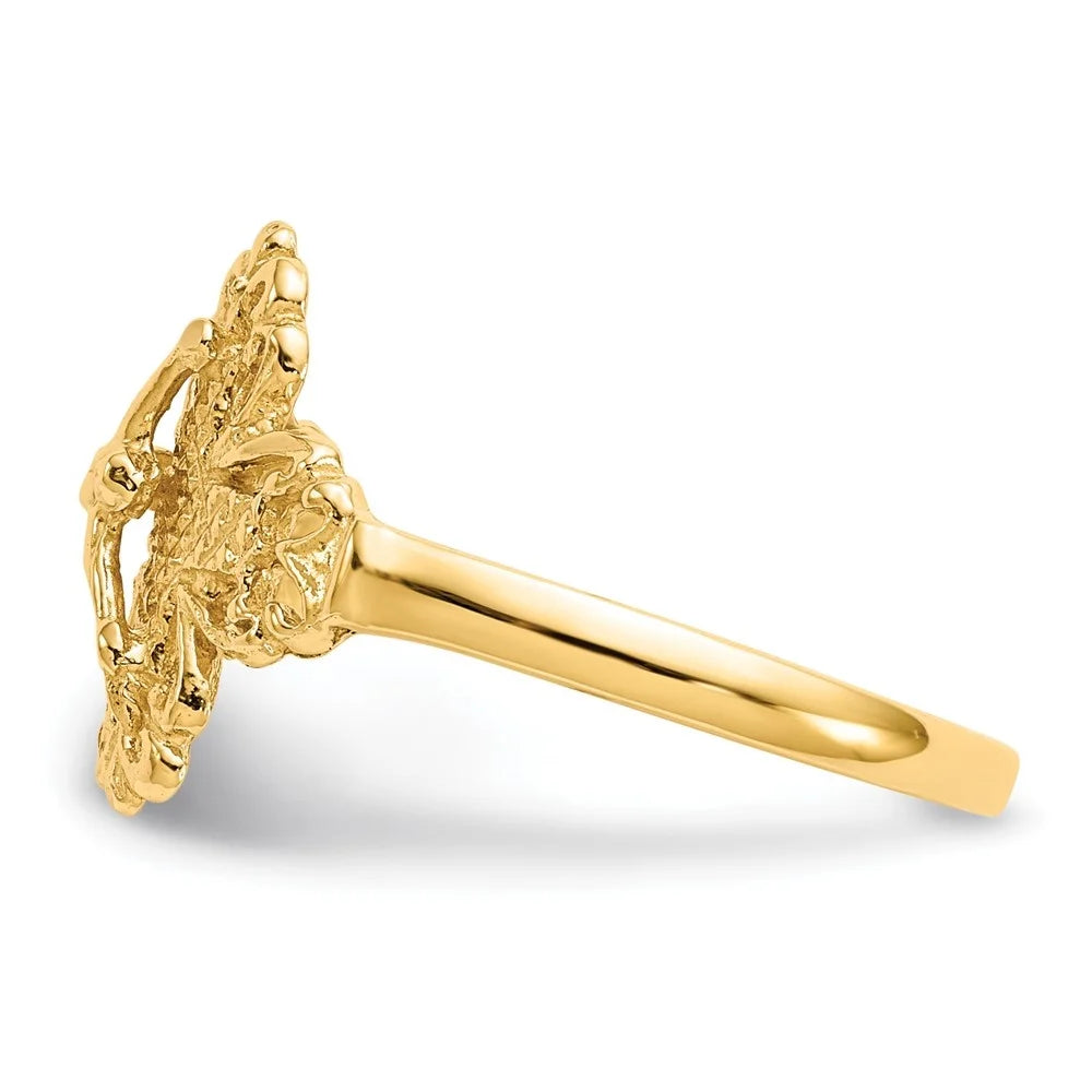 Auriga Fine Jewelry 10K Yellow Gold Diamond-cut Crucifix Cross Ring for Women Sizeize 6