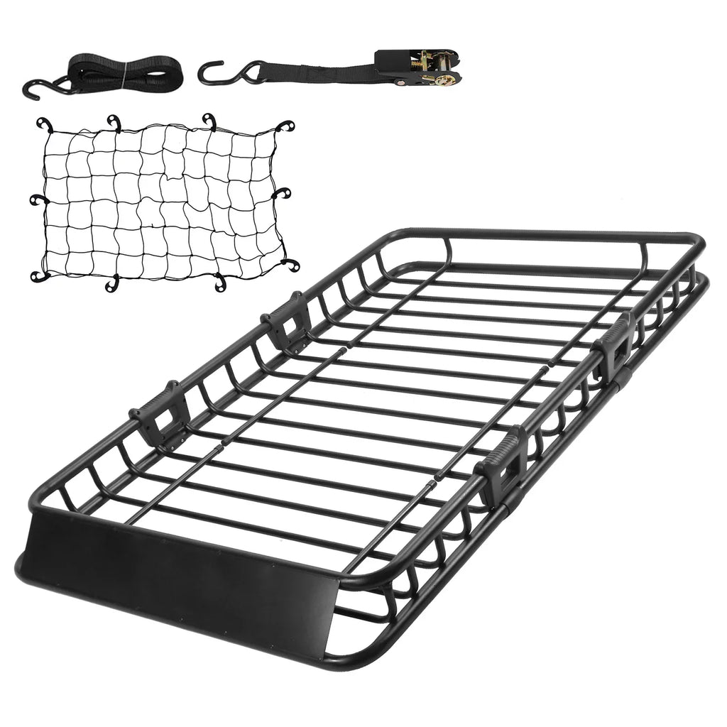 63x39x6.3in Roof Basket, iMounTEK 220LBSize Heavy Duty Roof Rack Cargo Basket, Universal Rooftop Cargo Carrier with Hook Sizetrap Elastic Net