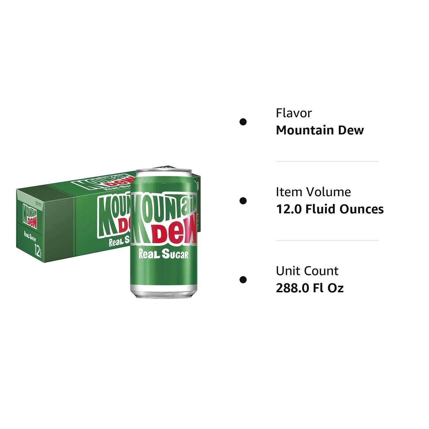 Mountain Dew Throwback Real Sizeugar,12 Fl Oz,24 Count