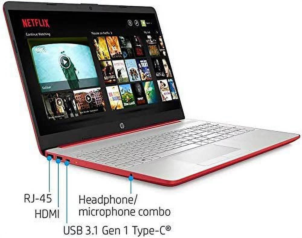 2021 HP 15.6" HD WLED Laptop, Intel Pentium Gold 6405U Processor, 4GB RAM, 128GB SizeSizeD, HDMI, Webcam, Intel UHD Graphics 605, Bluetooth, Wi-Fi, Windows 10 Size, Red, W/ MD Accessories