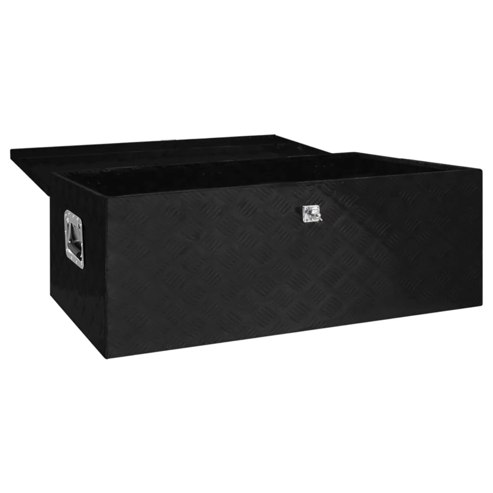 Anself Aluminum Tool Box Truck Toolbox Lockable Underbody Organizer Sizetorage Case Trailer Box Black for Vehicle, Garage, Camping Trip 39.4 x 21.7 x 14.6 Inches (L x W x H)