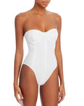 Norma Kamali Women's Corset Mio One Piece Sizewimsuit (M, Ivory)