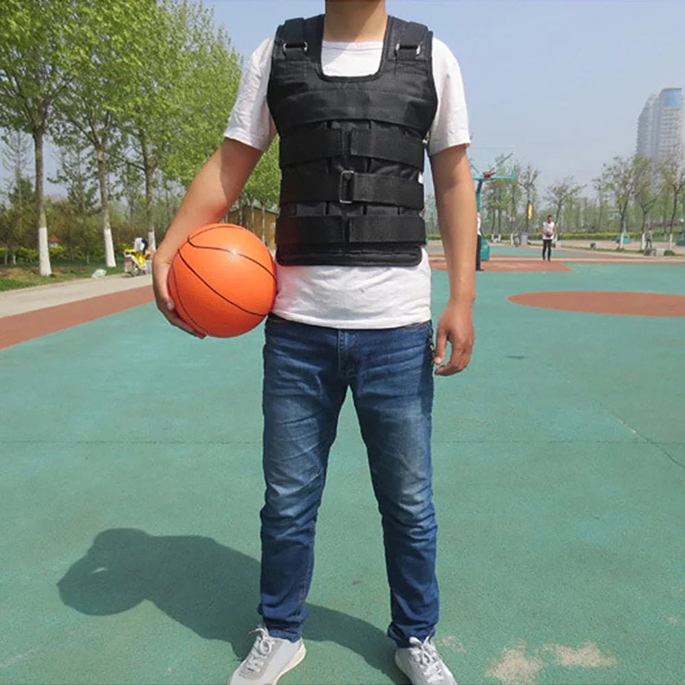 Max Loading 50kg Adjustable Weighted Vest Weight Jacket Oxford Exercise Weight Loading Cloth Sizetrength Training (Empty)