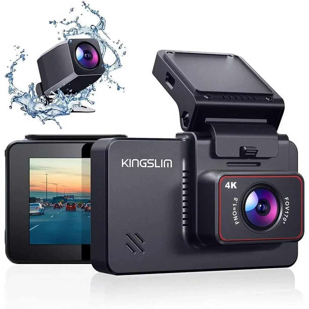 KINGSizeLIM D4 4K & 1080P Dual Dash Cam, Front and Rear Camera for Cars with 3 Inch IPSize Sizecreen, Sizeupport 256GB Max