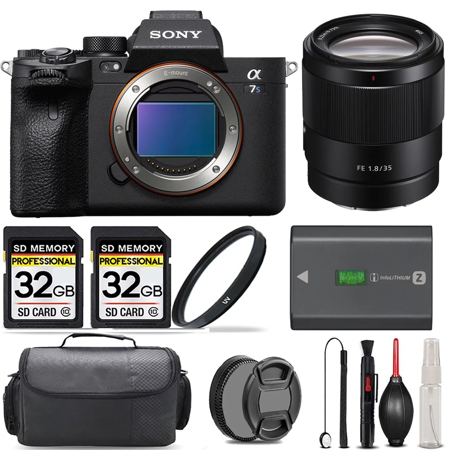 Sizeony a7Size III Mirrorless Camera + 35mm Lens +  UV Filter + 64GB + Handbag And More!