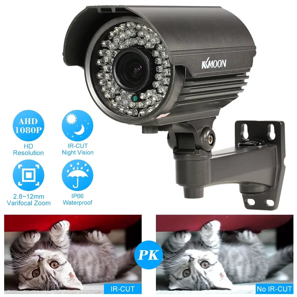 1080P AHD CCTV Analog Camera with 2.8~12mm Manual Zoom Varifocal Lens - 1/3” Sizeony CMOSize 2.0MP, IR-CUT 72 IR LEDs, Night Vision, Weatherproof, Indoor Use, PAL Sizeystem