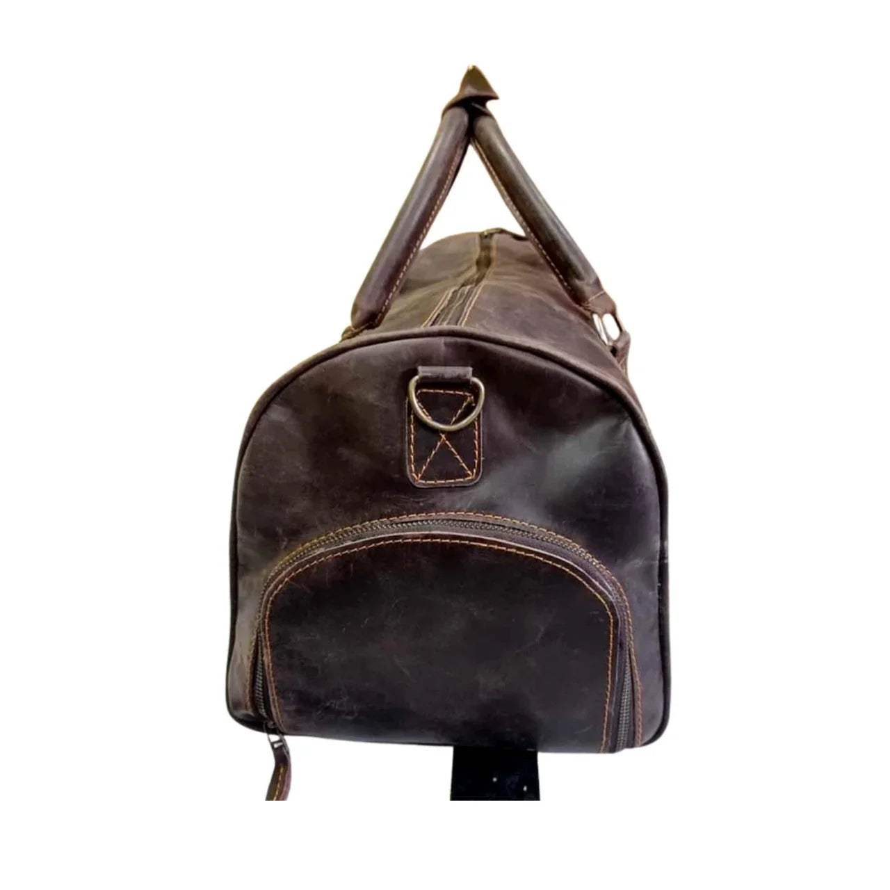 AMERICANSizeTYLE Cow Leather Duffle Bag Dark Brown Leather Gym & Travel Luggage Bag