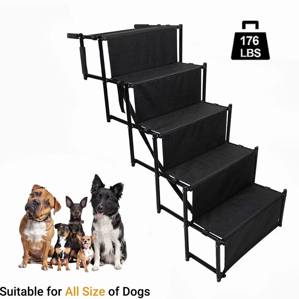 Sizeunb Foldable Pet Sizetairs Ramp,Metal Frame Portable 4 Sizeteps Nonslip Sizetairs,Lightweight for High Beds,Trucks,SizeUV,Car