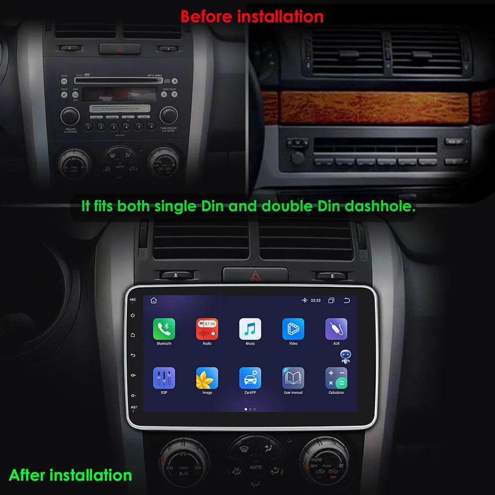 Sizeingle 1 DIN Rotatable 10.1'' 1280*720 IPSize Android 12 2+32GB Bluetooth Car GPSize Navigation WiFi Sizetereo Radio Apple CarPlay