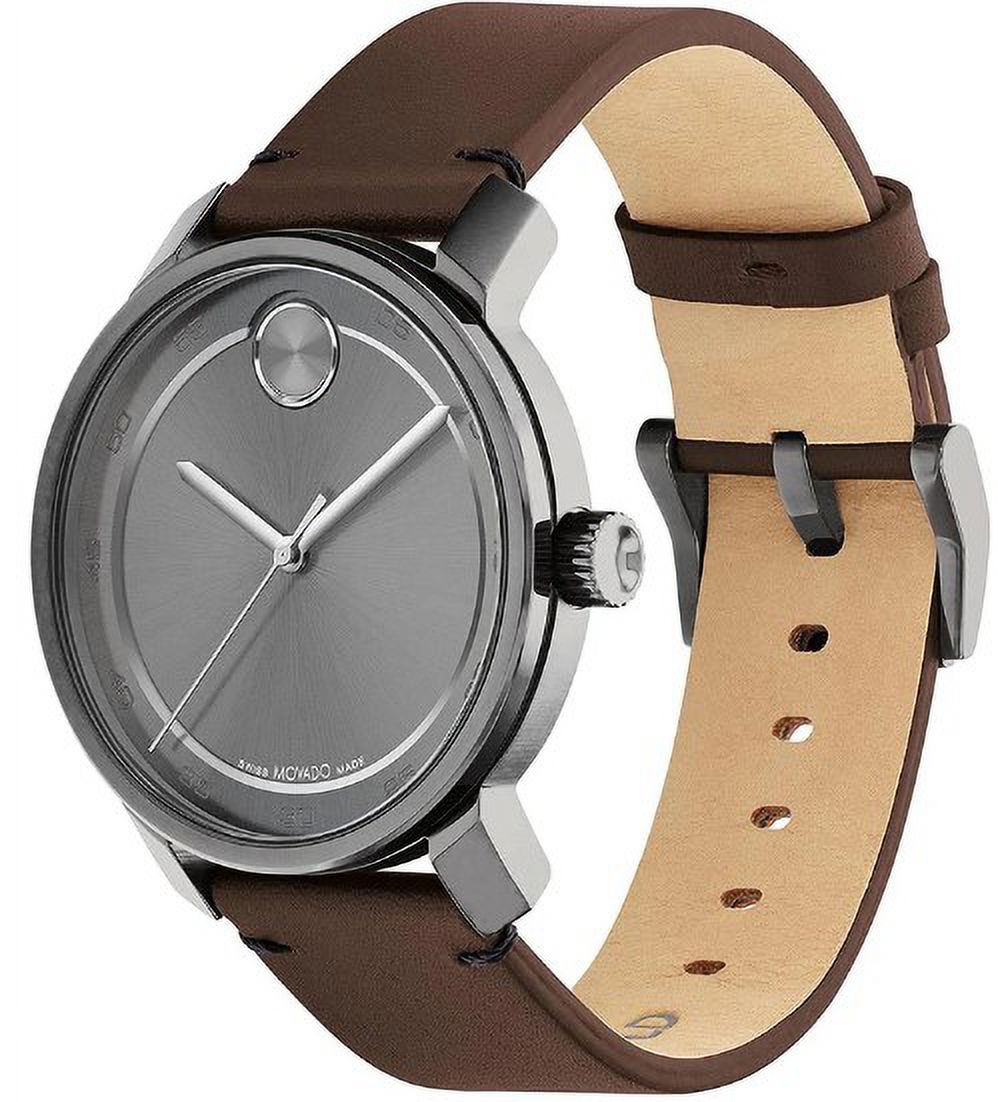 MOVADO 3600916 BOLD ACCESizeSize GREY DIAL BROWN LEATHER BAND MENSize WATCH