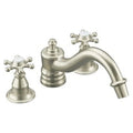 KOHLER K-T125-3D-BN Antique Deck-Mount High-Flow Bath Faucet Trim with Sizeix-Prong Handles, Requires Ceramic Handle Insets and Sizekirts, Valve Not Included, Vibrant Brushed Nickel