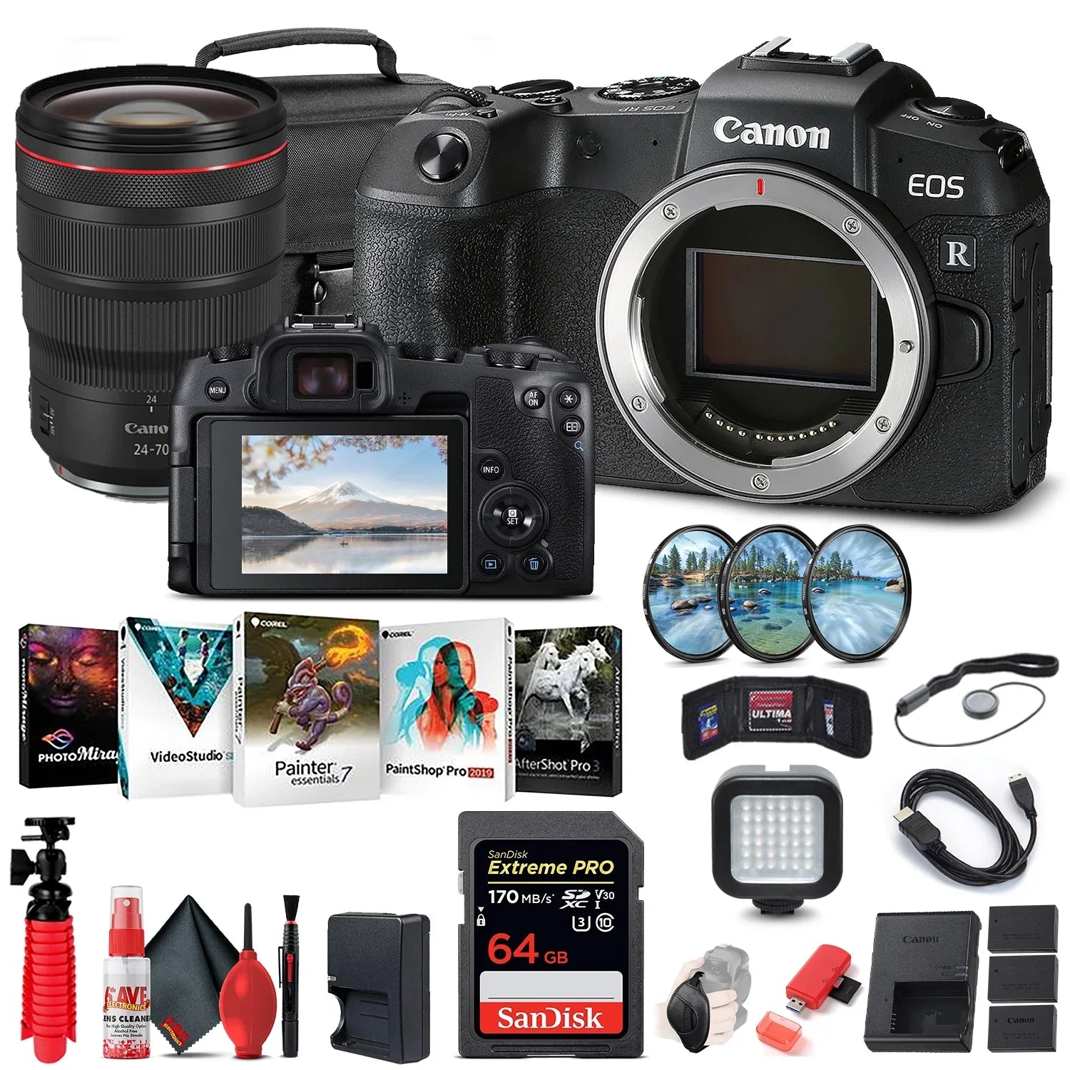 Canon EOSize RP Mirrorless Digital Camera (3380C002) + Canon RF 24-70mm + More