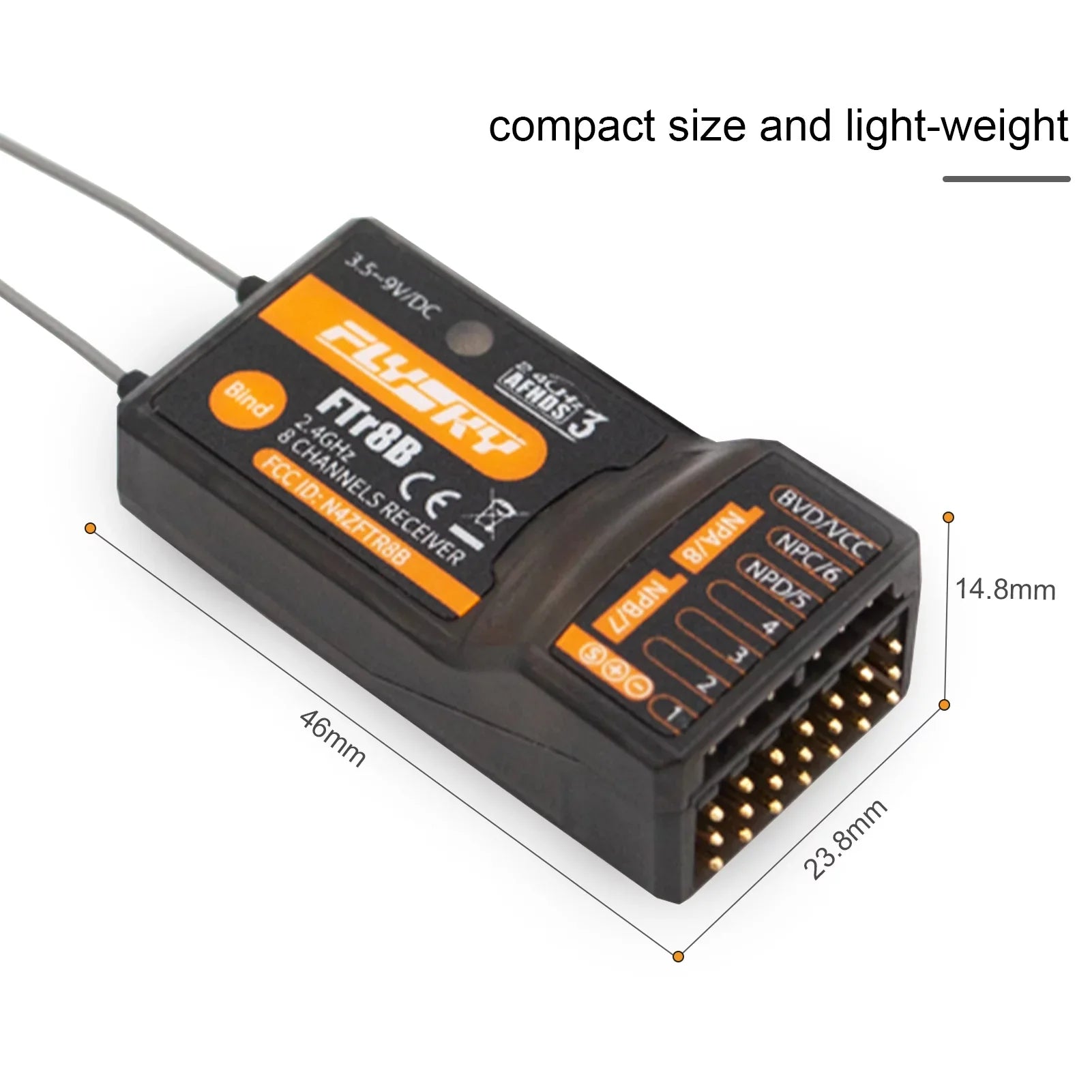 FTr8B 2.4GHz 8CH Receiver for RC Airplane Helicopter Fixed Wing Glider Engineering Vehicle Drone Dual PWMPPMi.BUSizeSize.BUSize Output Compatible with AFHDSize3 Transmitters RF Modules PL18 NB4