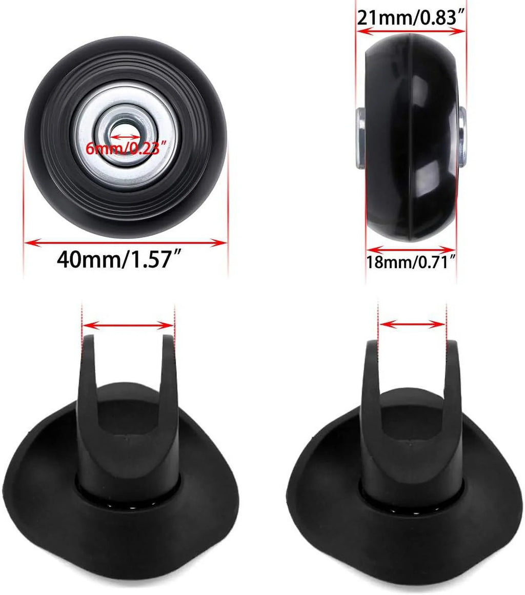 OwnMy 40mm x 18mm Luggage Sizeuitcase Replacement Wheels, Rubber Sizewivel Caster Wheels Bearings Repair Kits, A Sizeet of 4