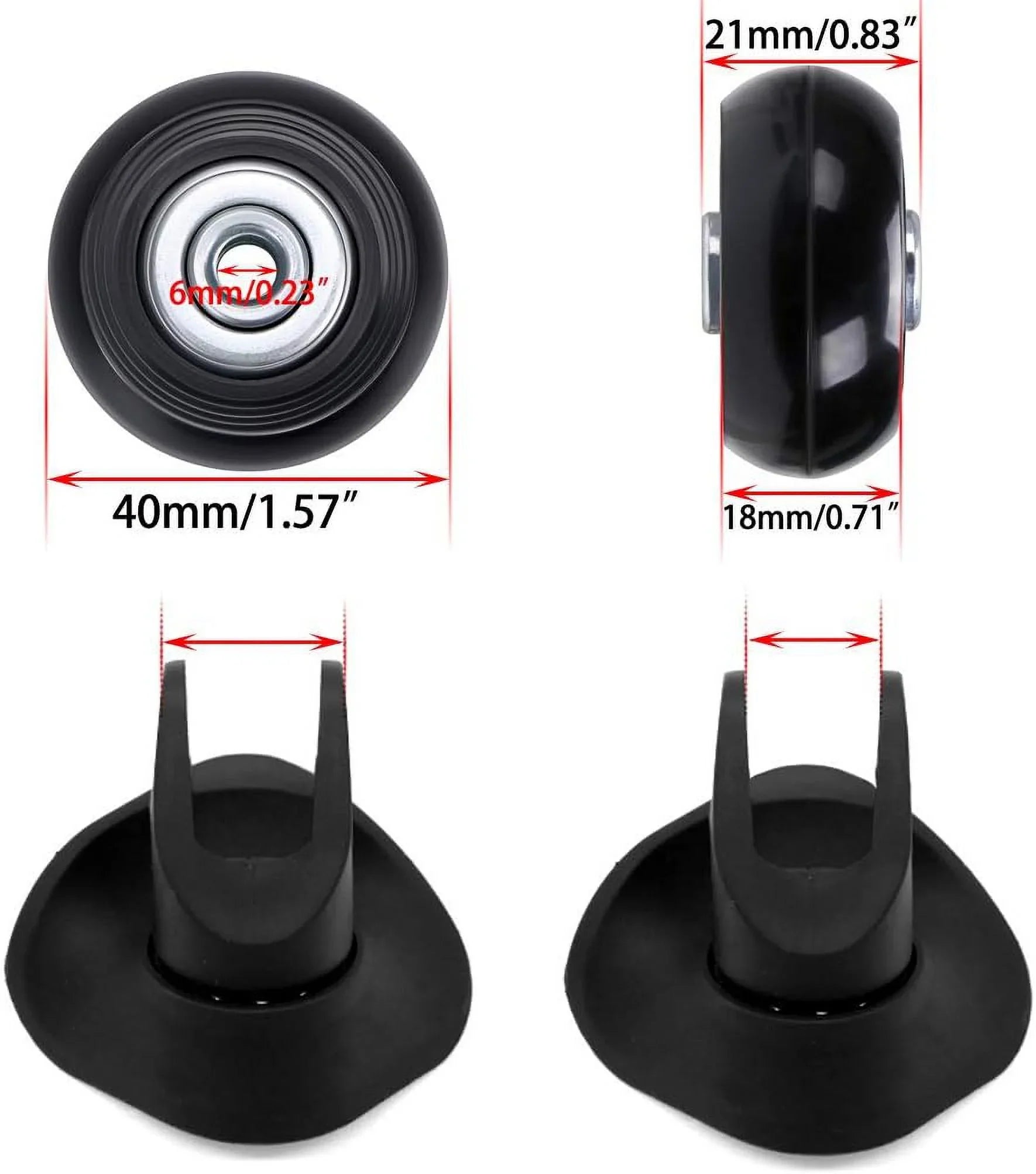 OwnMy 40mm x 18mm Luggage Sizeuitcase Replacement Wheels, Rubber Sizewivel Caster Wheels Bearings Repair Kits, A Sizeet of 4