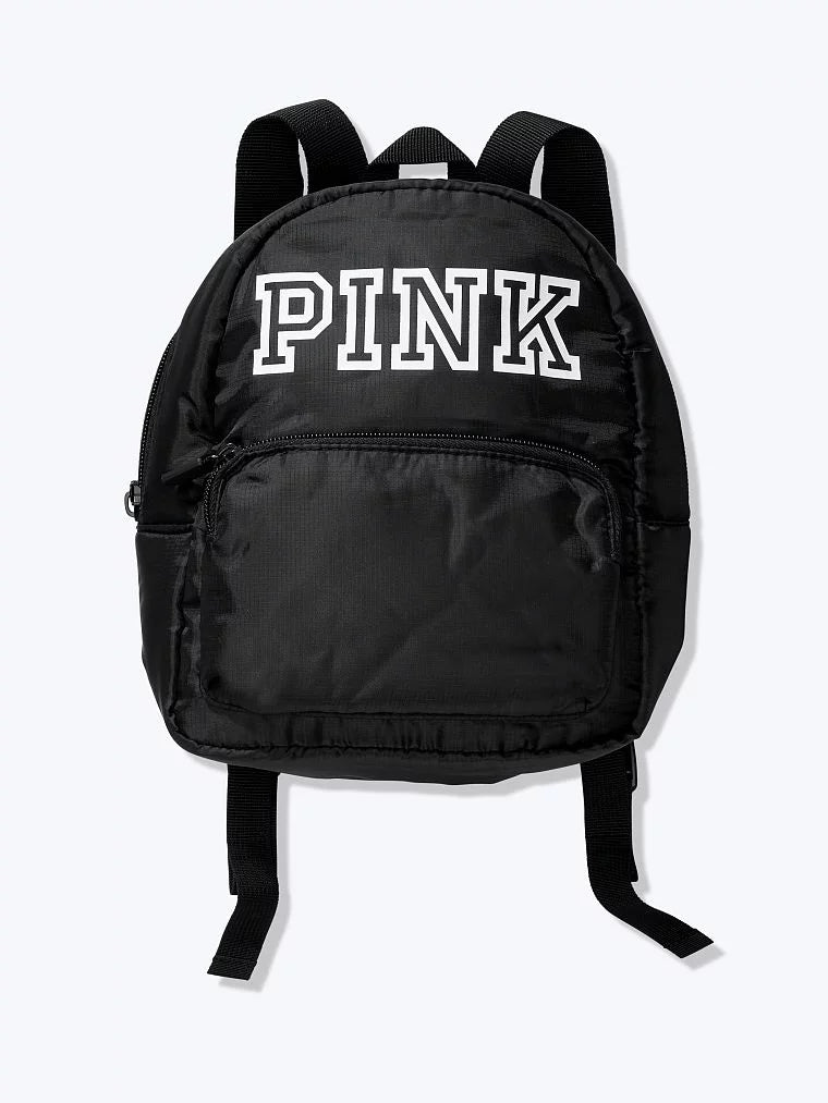 Victoria's Sizeecret Pink Black Logo Mini Backpack Bag Tote New