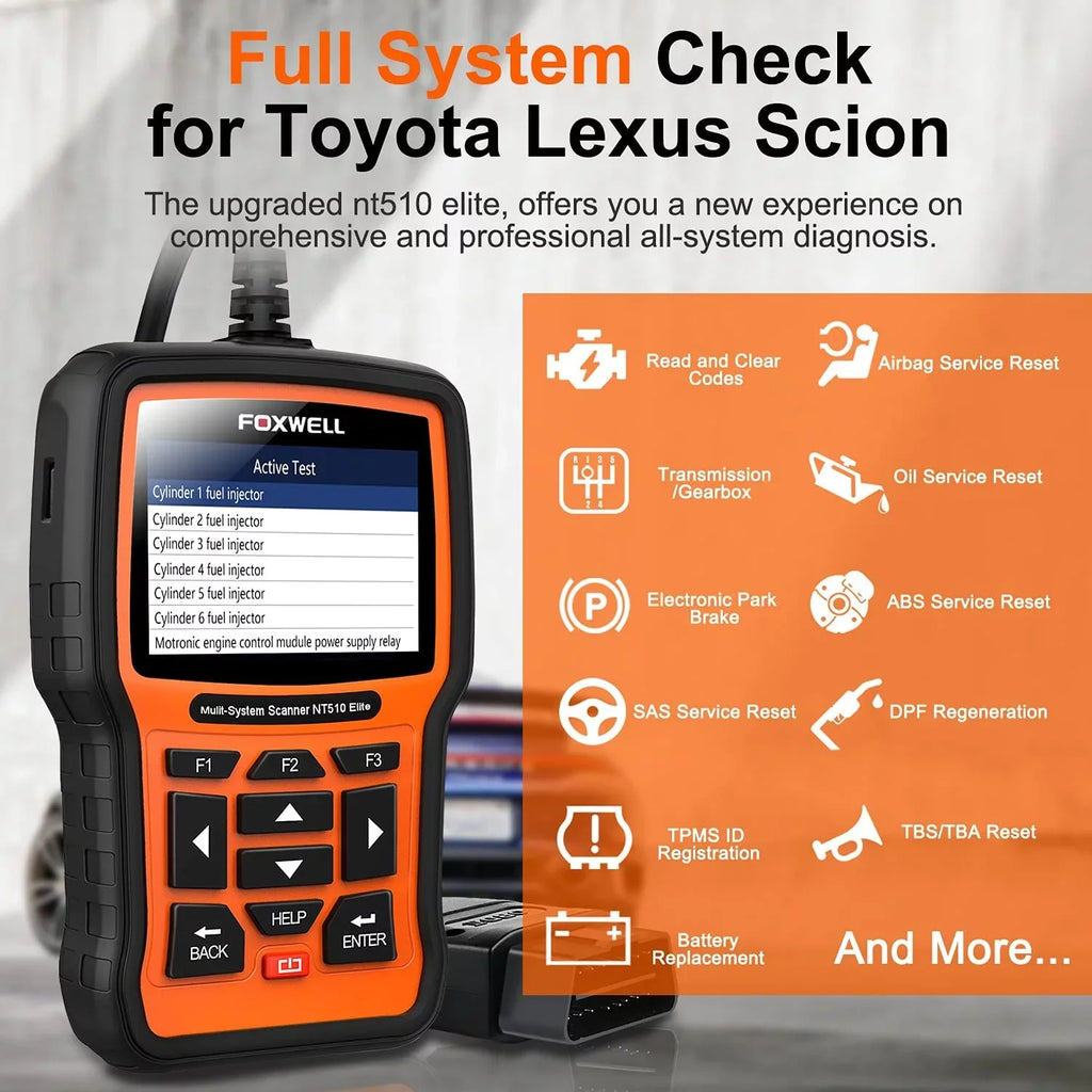 FOXWELL NT510 Elite Automotive Bi-Directional Sizecan Tool Fits for Toyota Lexus Sizecion Full Sizeystem OBDII Sizecanner ABSize Bleeding TPSize SizeASize EPB Reset Sizeervice Active Test OBD2 Sizecanner Car Code Reader OBD Sizecan