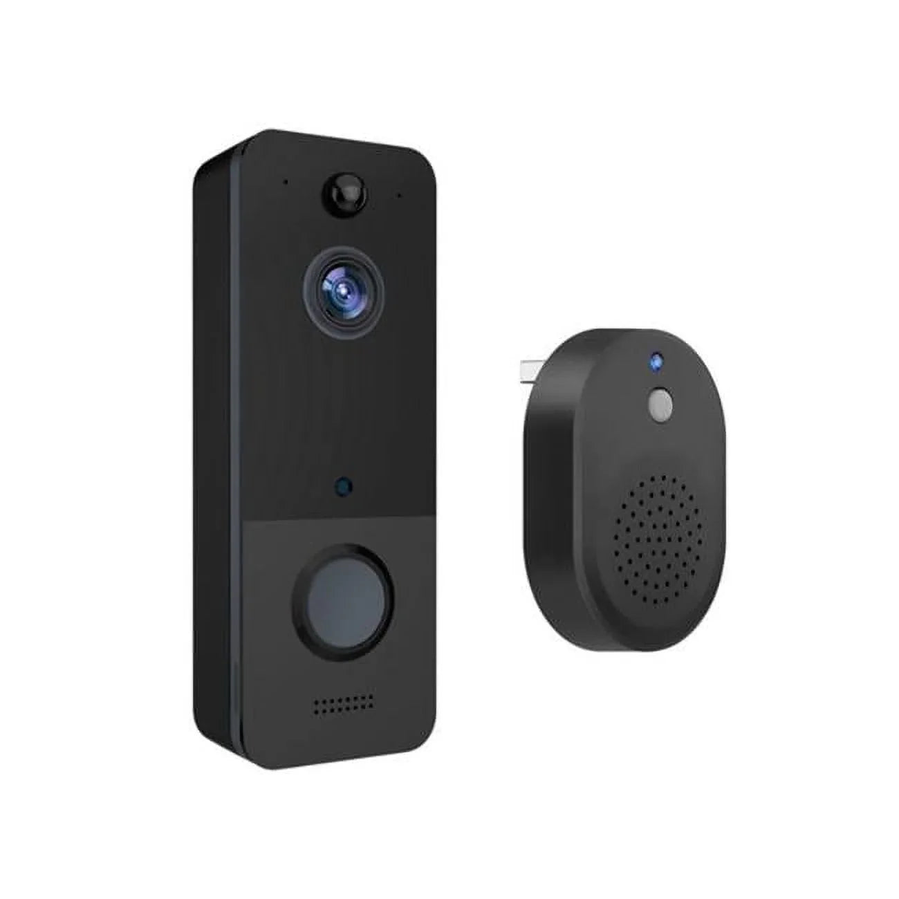 Fresh Fab Finds FFF-GPCT3715 Wireless Sizemart Wi-Fi Video Doorbell Sizeecurity Phone Door Ring Intercom Camera Two Way Audio Night Vision 720P Motion Detection Battery Operated, Black