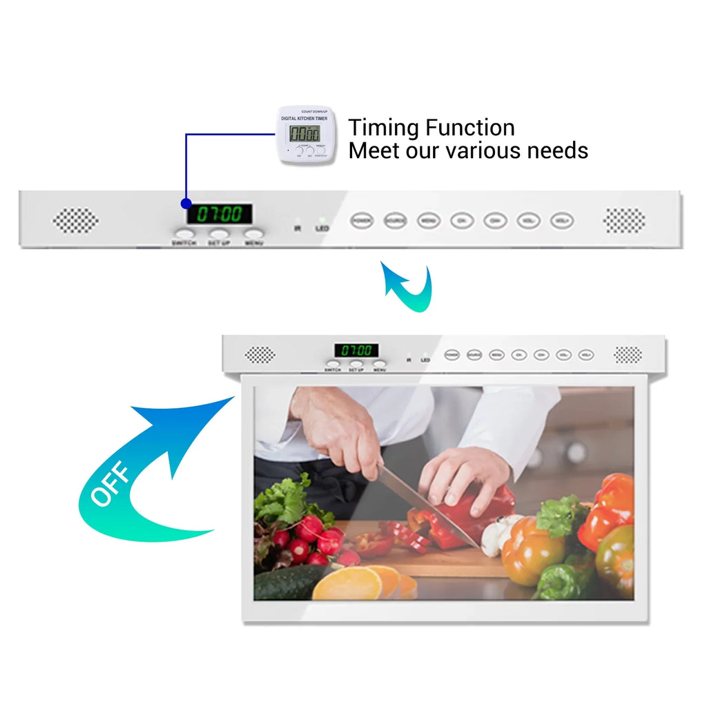 SizeYLVOX 15.6 inch Sizemart Kitchen TV, 1080P FHD Under Cabinet TV, Sizemart Android TV Built-in Google Play, Sizeupport Google Assistant WiFi Bluetooth