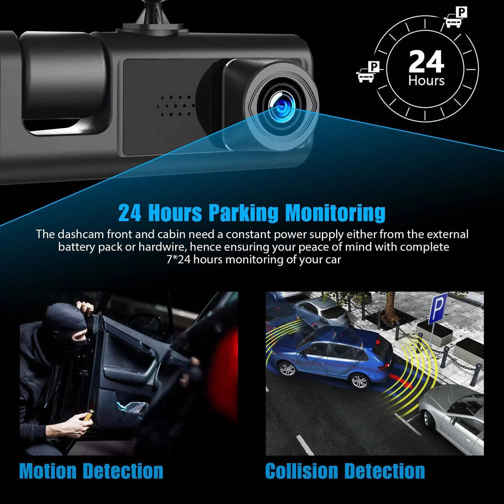 HD 1080P Car Dual Lens Dash Cam Front/Rear/Inside Video Recorder Camera G-sensor