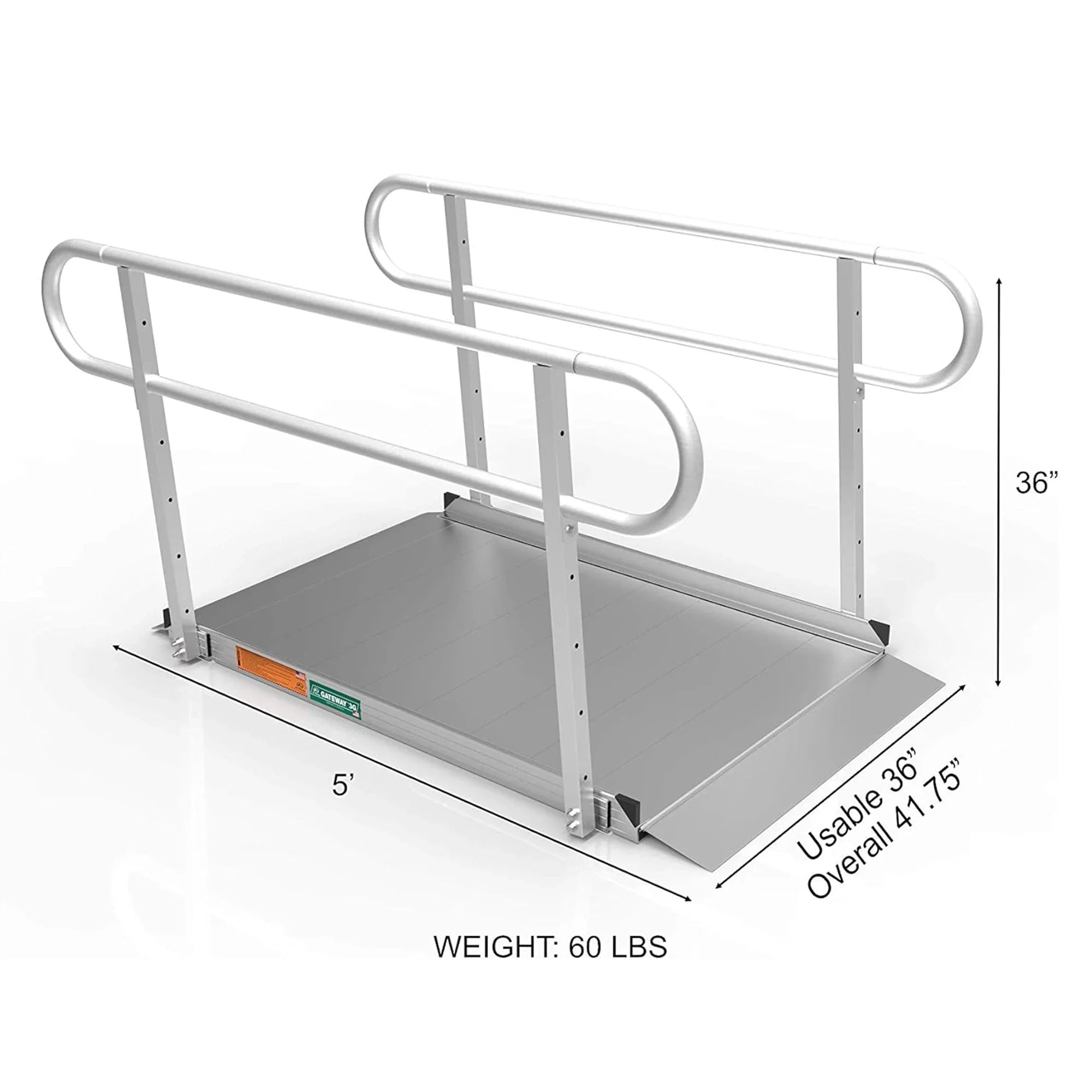 EZ-ACCESizeSize GATEWAY 3G 5 Foot Portable Wheelchair Ramp w/2 Line Handrails