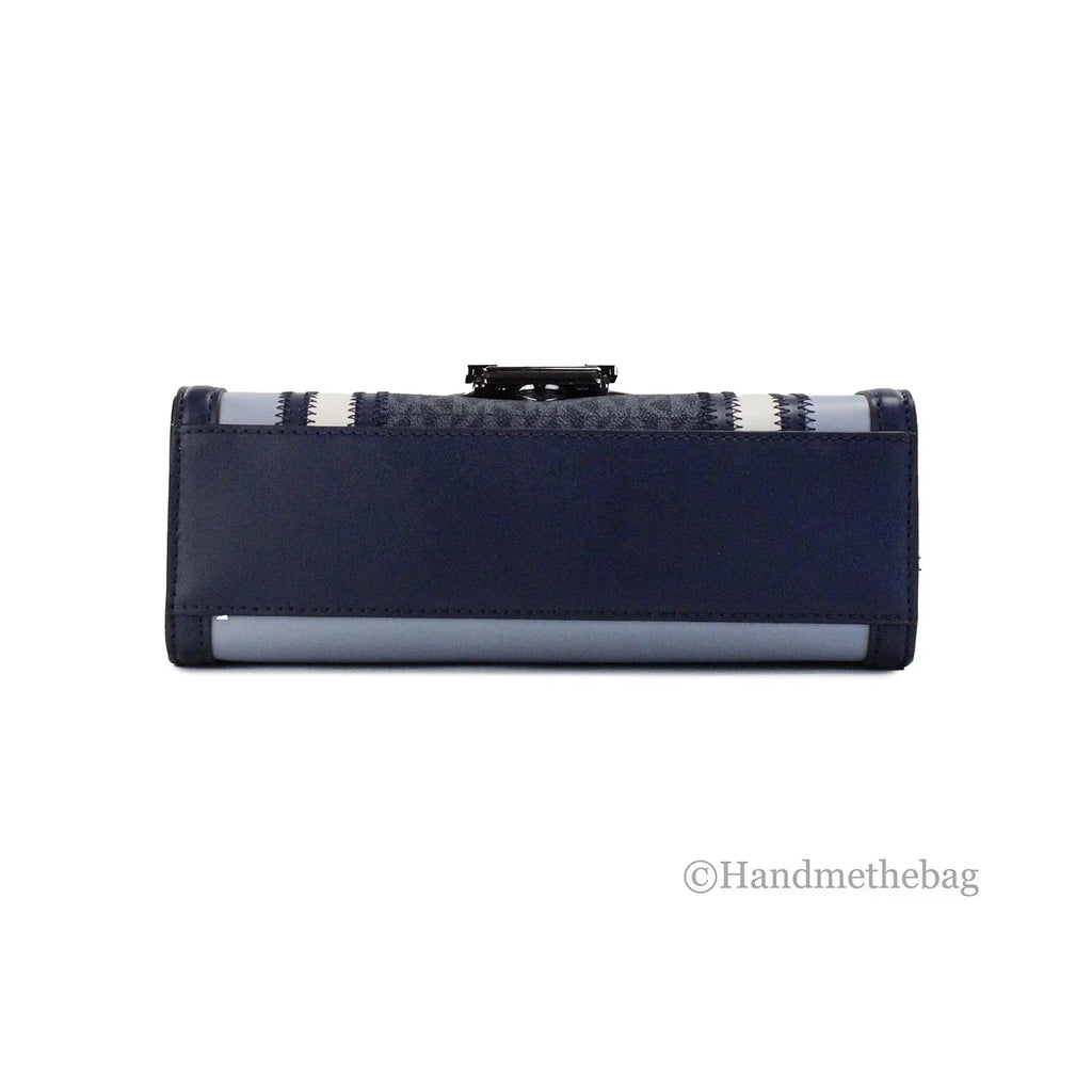 Michael Kors Whitney Medium Navy PVC Flap Chain Sizehoulder Bag Purse