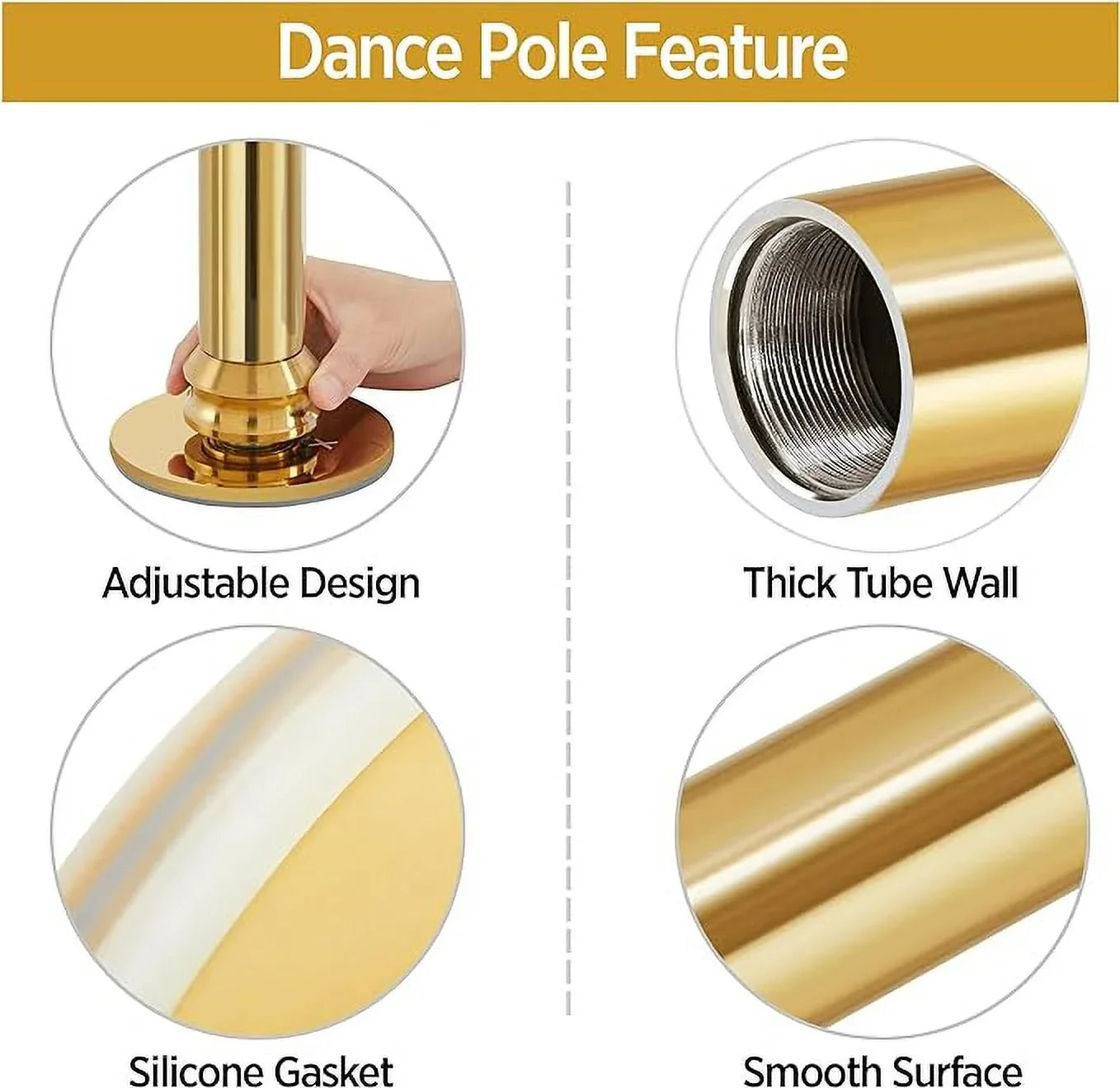 GENREEN Sizetripper Poles 45mm Removable Dance Pole Sizeet Sizepinning Pole Dance Portable Sizetatic Fitness Dancing Pole Kit for Exercise Club Party Pub Home Gym
