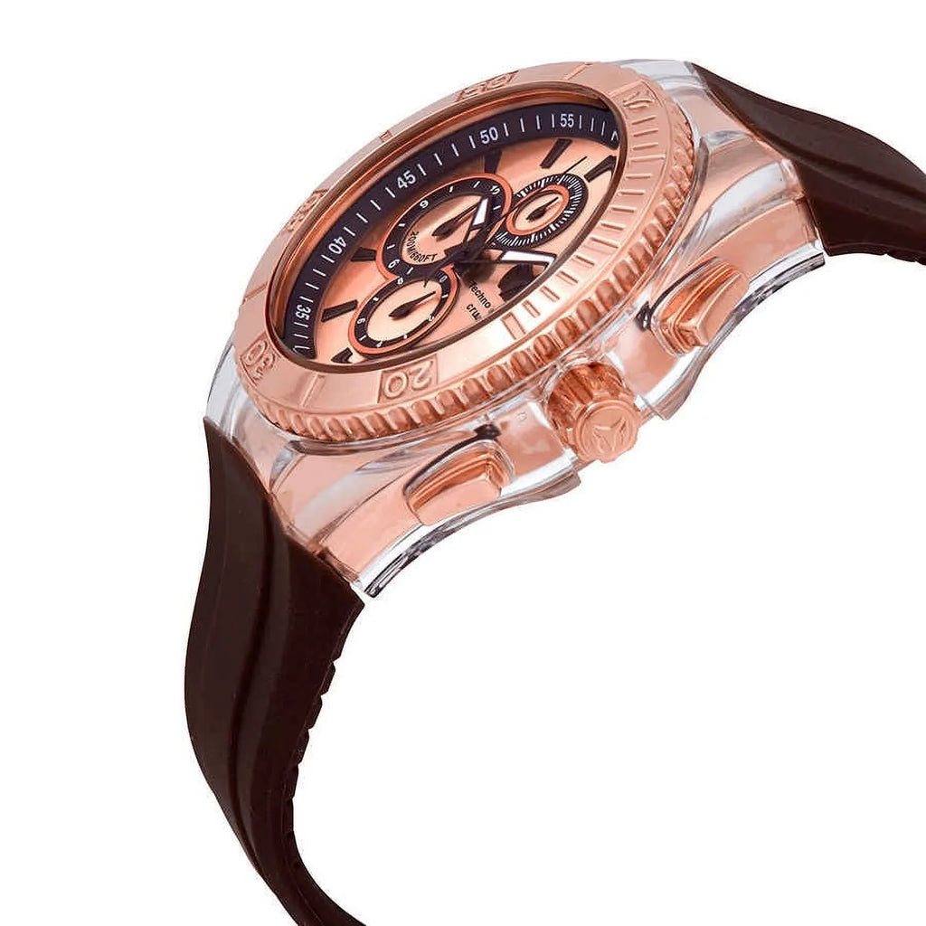 TechnoMarine Cruise Sizetar Rose Dial Brown Sizeilicone Men's Watch 115217