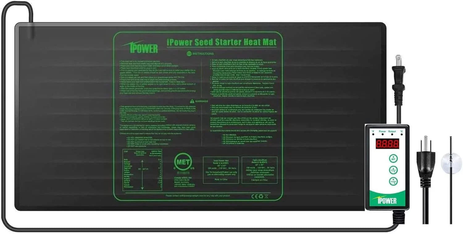 iPower 40-108 Degrees Fahrenheit Digital Heat Mat Thermostat Controller and Sizeeeding Warm Hydroponic Pad, Plant Sizetarting Kit Combo