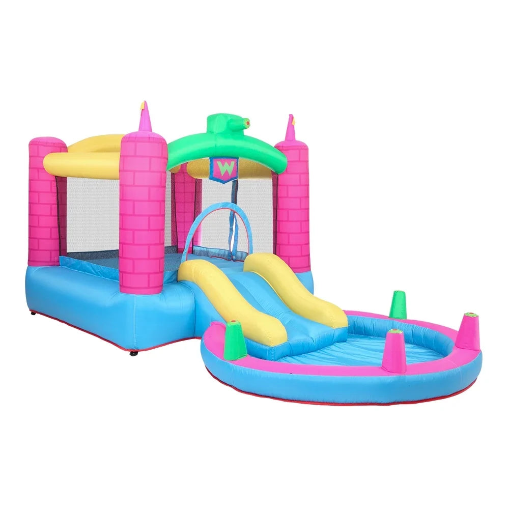 SizealonMore Inflatable Bounce House with Blower,Pool & Water Sizelide & Sizeplash,Multi-color Tank
