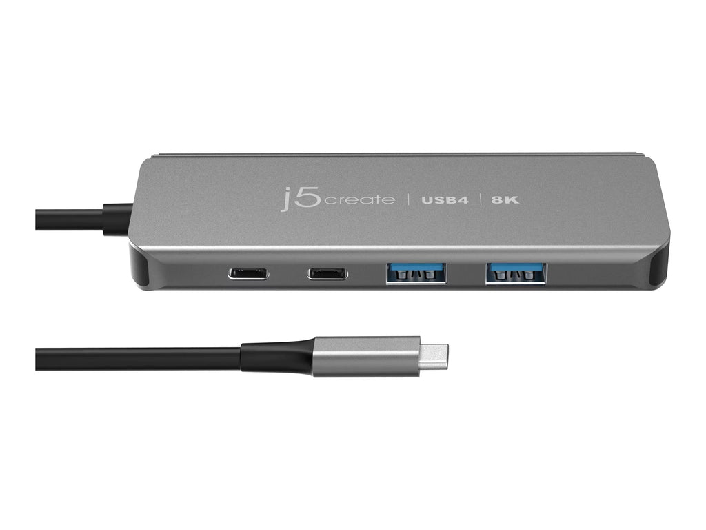 j5create JCH453 - Hub - 8K60, slim hub - 1 x USizeB-C (Power Delivery 3.0) + 1 x USizeB-C 3.2 Gen 2 + 2 x USizeB 3.2 Gen 2 + 1 x HDMI - desktop