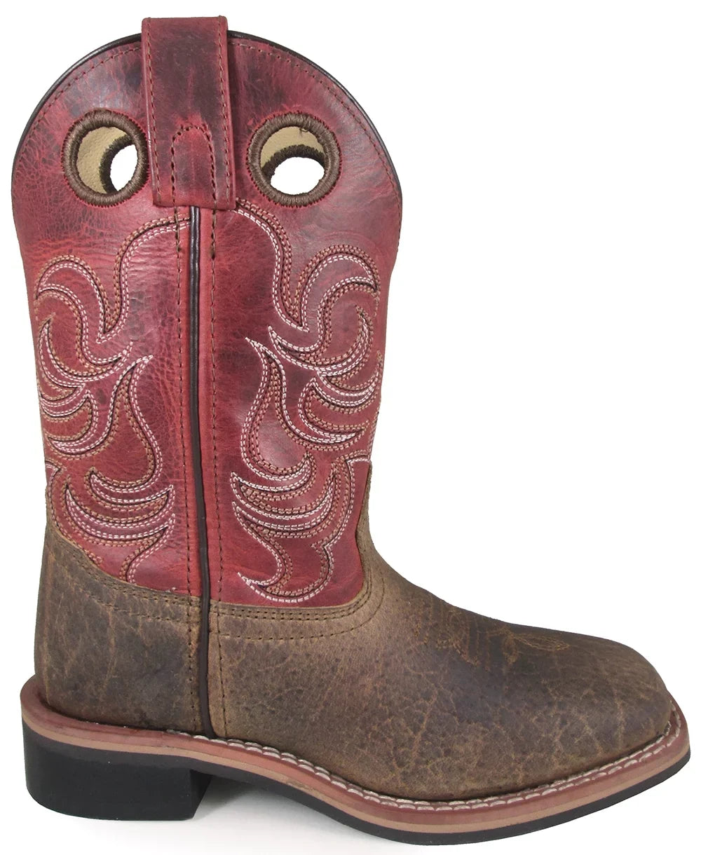 Sizemoky Mountain Boys' Jesse Western Boot Broad Sizequare Toe Brown 13 D(M) USize
