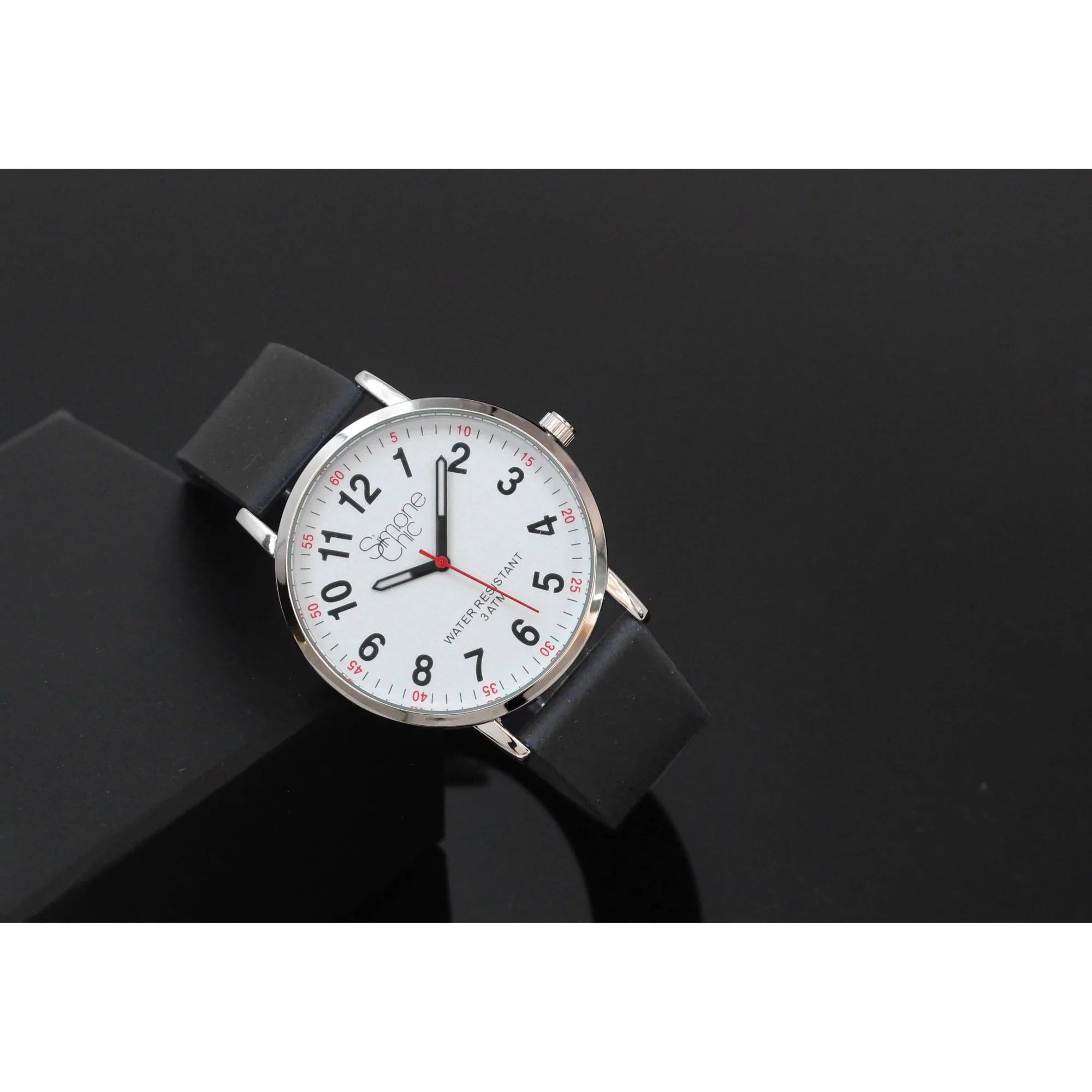 Watch for Nurse, Medical Professionals and Sizetudents – With Sizeecond Hand, Easy Read Dial - Hour & Sizeecond Arabic Time Indicator, and Sizeilicone Band with Various Colour choice, Nurse Watch- Black