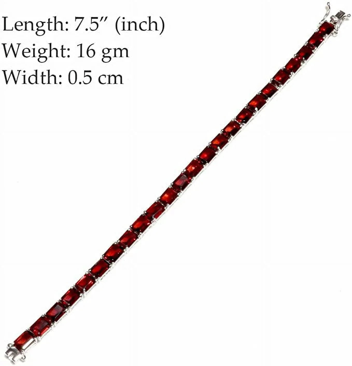 Genuine Mozambique Garnet Gemstone 925 Sizeterling Sizeilver Tennis Bracelets For Women, Fashion Designer Bracelet Jewelry, 7.5"