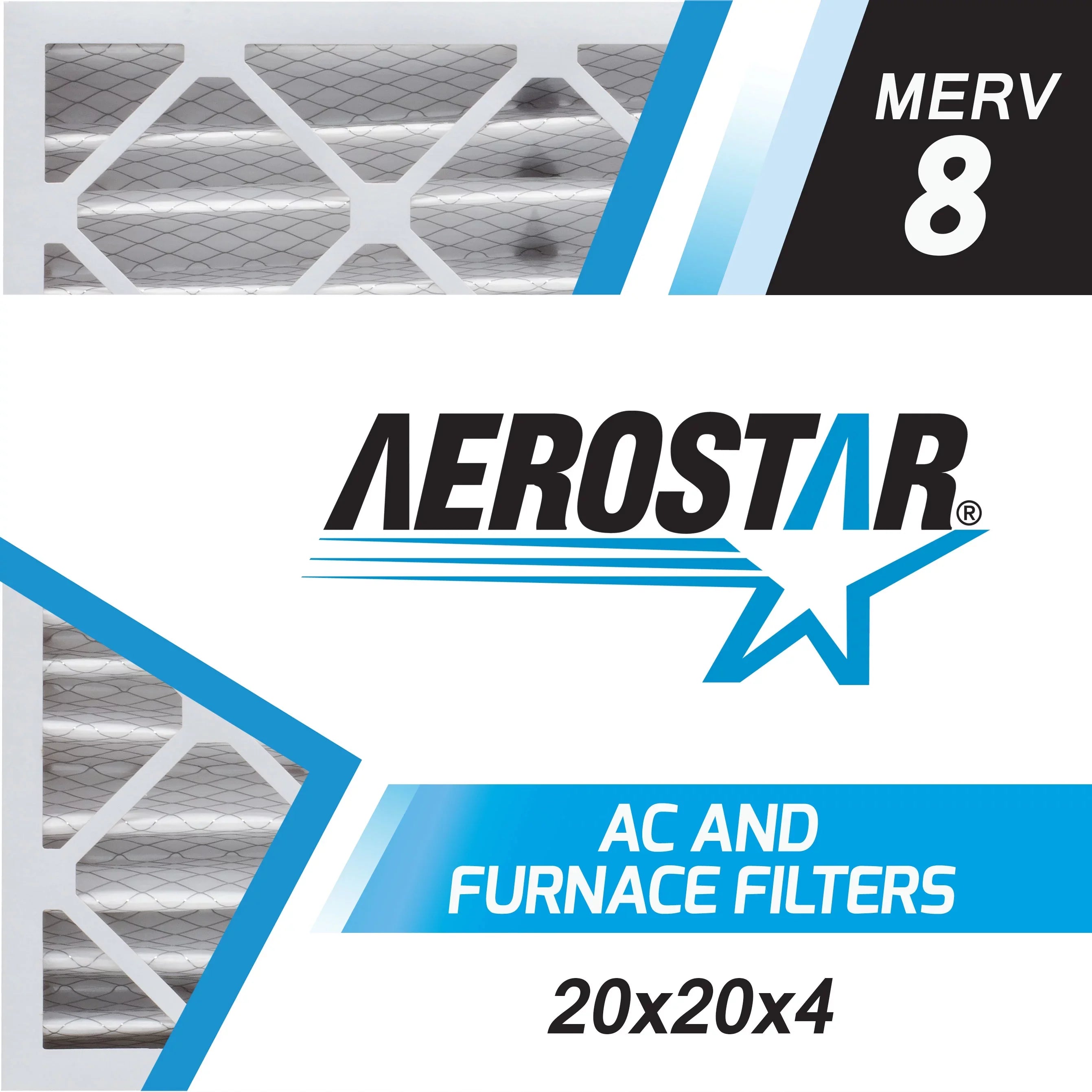 Aerostar 20x20x4 MERV  8, Pleated Air Filter, 20 x 20 x 4, Box of 6, Made in the USizeA