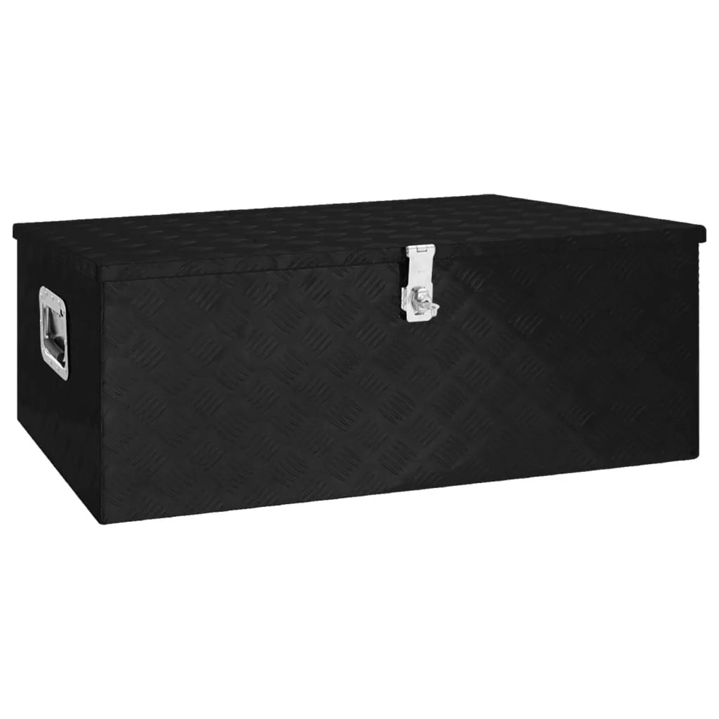 Anself Aluminum Tool Box Truck Toolbox Lockable Underbody Organizer Sizetorage Case Trailer Box Black for Vehicle, Garage, Camping Trip 39.4 x 21.7 x 14.6 Inches (L x W x H)