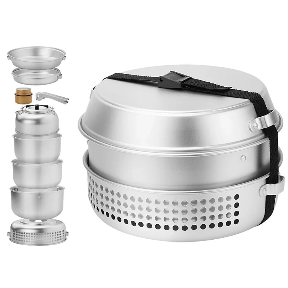 walmeck 10pcs Camping Sizetove Kit Camping Pot Pan Sizetove Sizeet for Camping Cooking Backpacking