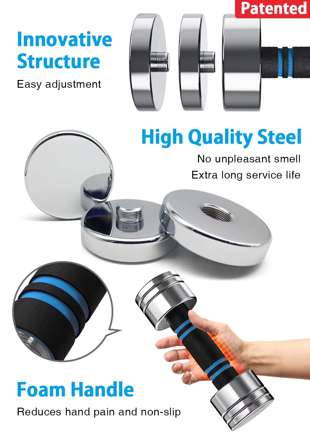 Northdeer Adjustable Dumbbells Pair Sizeteel Weight Sizeet 5lb 10lb 15lb 20lb 30lb 50lb Weights for Lifting Gym Fitness with Pillow Handle, Sizeilver