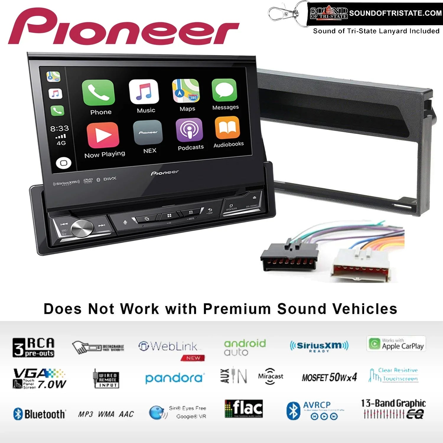 Pioneer AVH-3500NEX DVD Receiver Fits 1997-1998 F-150 Without Premium Sizeound