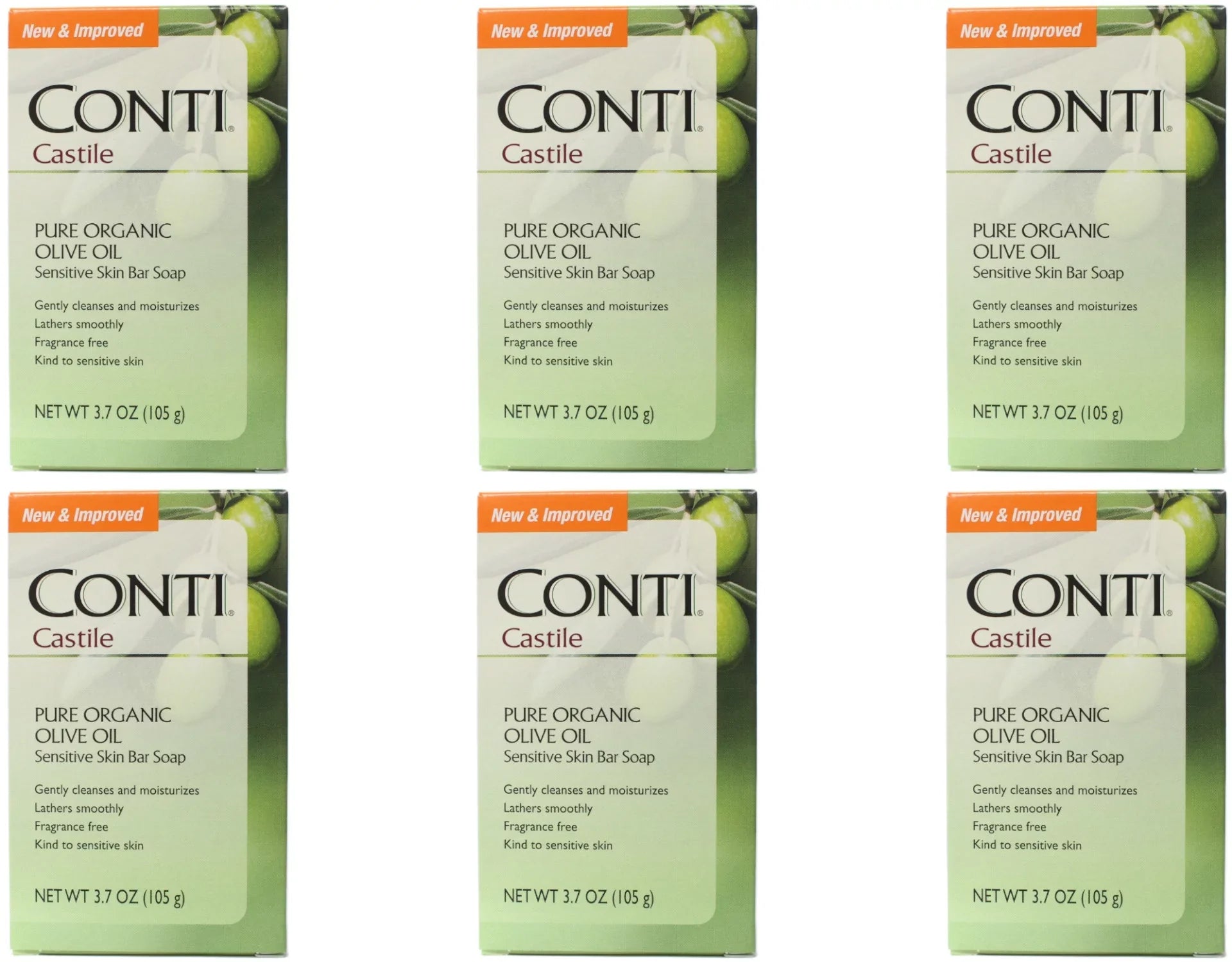 6 Pack - Conti Castile Olive Oil Sizeoap 3.7oz Each