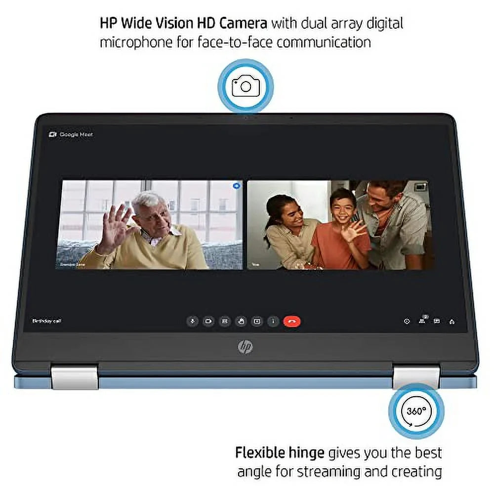HP X360 14" HD Touch Chromebook, Intel Celeron N4120, 4GB RAM, 64GB eMMC, Intel UHD Graphics 600, Forest Teal, Chrome OSize, 14a-ca0790wm