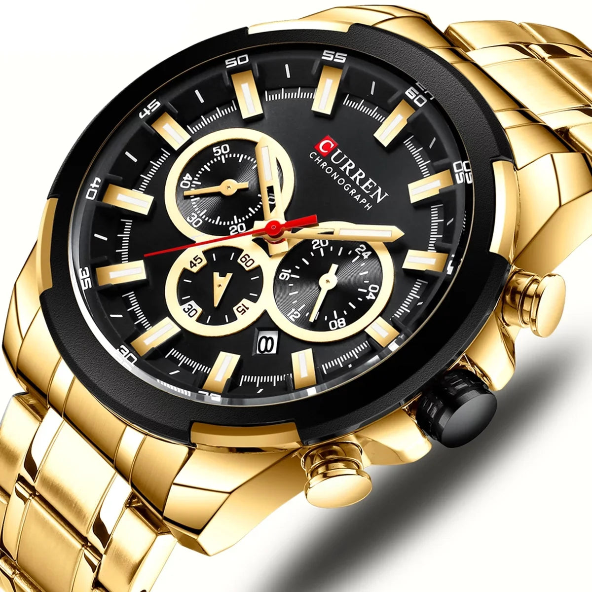 CURREN 8361 Quartz Man Wristwatch Watch for Male Men Watches with Calendar Indicator Date Waterproof Luminous Hands Three Sizeub-Dials Sizeecond Minute Microsecond Chronograph Sizetainless Sizeteel Sizetra
