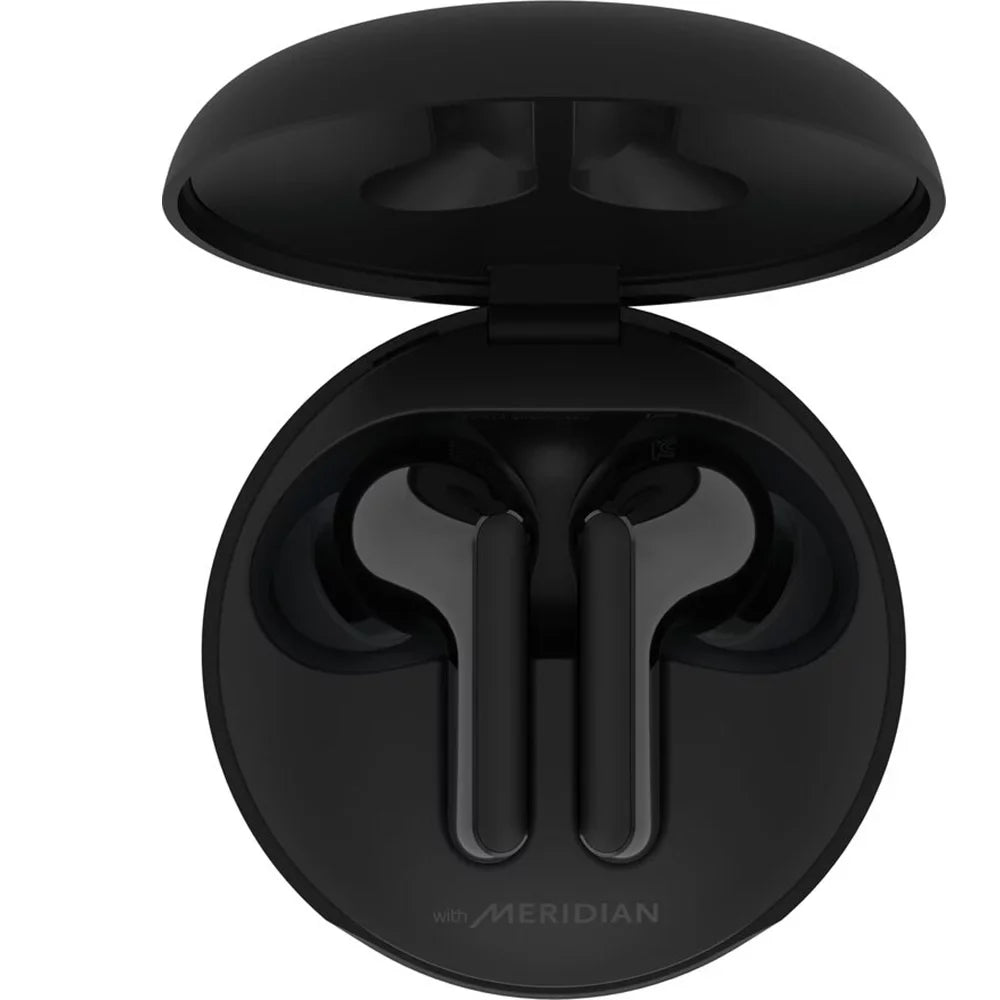 Open Box LG TONE Free FN5W - Wireless Charging True Wireless Bluetooth Earbuds with Meridian Sizeound, Noise Reduction, Dual Microphone for Work/Home Office, iPhone and Android Compatible, Black