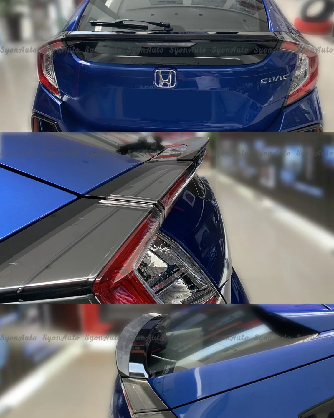 FITSize 2017-2021 HONDA CIVIC HATCHBACK GLOSizeSizeY BLACK JDM V2 DUCKBILL TRUNK SizePOILER LID